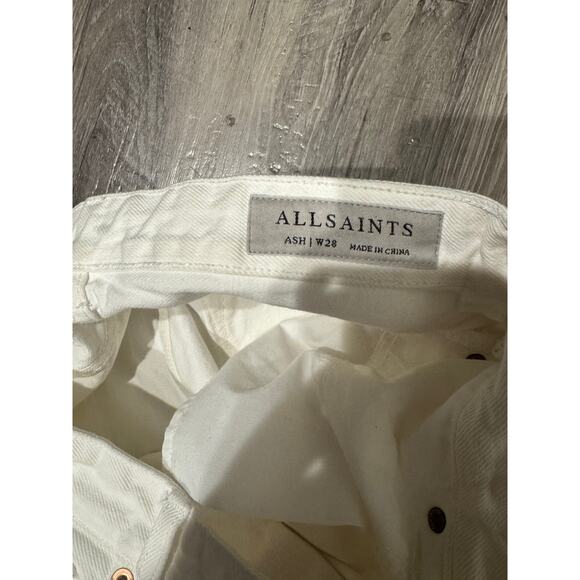 AllSaints Womens Ash White Boyfriend Distressed Jean Size 28 GUC - Picture 3 of 10